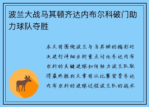 波兰大战马其顿齐达内布尔科破门助力球队夺胜