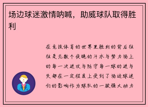 场边球迷激情呐喊，助威球队取得胜利